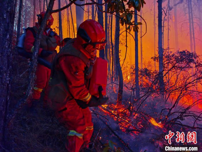 香格里拉火場西北線獲控制351名森林消防待命增援