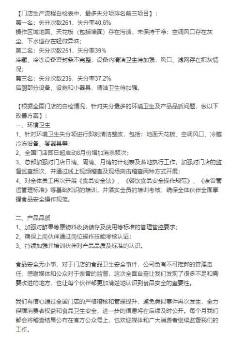 截圖自奈雪的茶微博8月3日晚間的回應(yīng)。