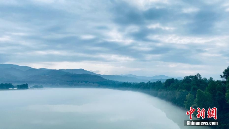 青海尖扎：薄霧、群山、綠樹(shù)勾勒黃河夏日?qǐng)D景