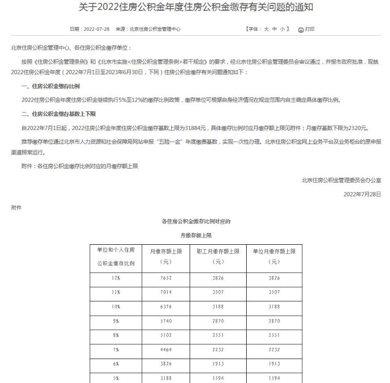 北京住房公積金管理中心網(wǎng)站信息截圖。