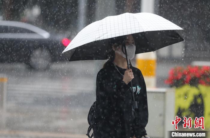 資料圖：市民在下雨天出行。　 于海洋 　攝