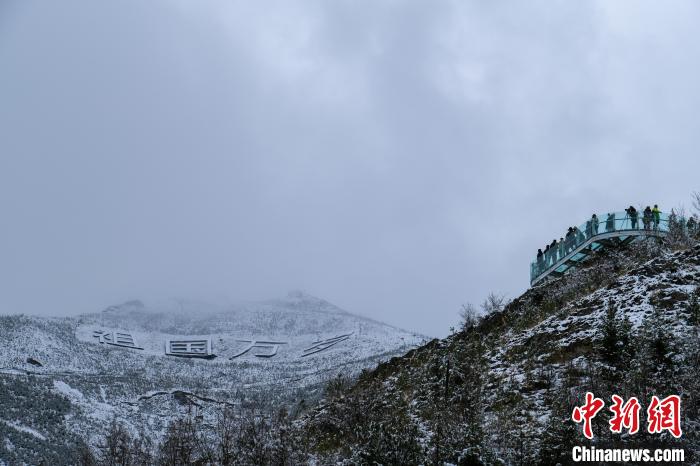 游客在拉薩南山公園觀景臺登高賞雪?！〗w波 攝