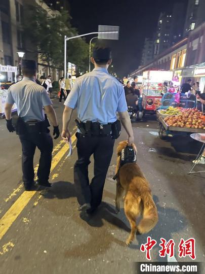 圖為民警帶毛毛走進(jìn)大街小巷進(jìn)行反詐宣傳。　警方 供圖