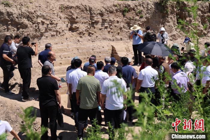 與會專家實地踏勘永濟渠故道唐宋武城遺址夯土墻?！↓R紅雨 攝